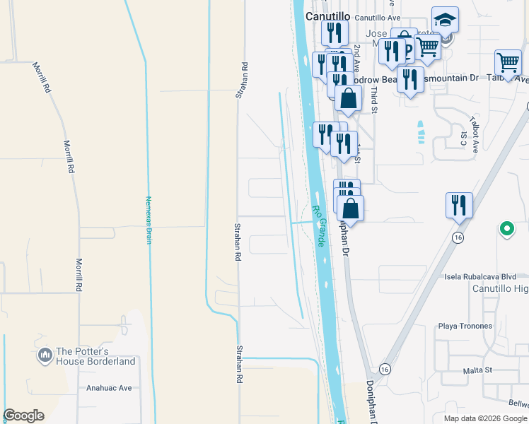 map of restaurants, bars, coffee shops, grocery stores, and more near 304 Rio de Jazmin Circle in El Paso