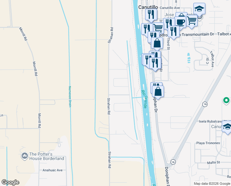 map of restaurants, bars, coffee shops, grocery stores, and more near 328 Rio de Jazmin Circle in El Paso