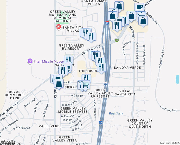 map of restaurants, bars, coffee shops, grocery stores, and more near 1091 West Beta Street in Sahuarita