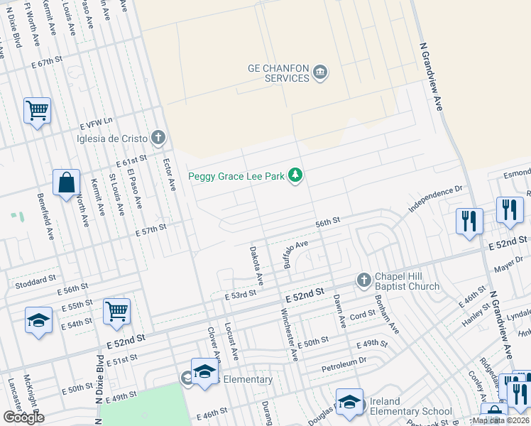 map of restaurants, bars, coffee shops, grocery stores, and more near 1749 Boise Street in Odessa