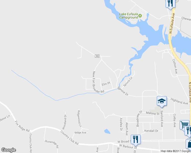map of restaurants, bars, coffee shops, grocery stores, and more near 300 New Fort Browder Road in Eufaula