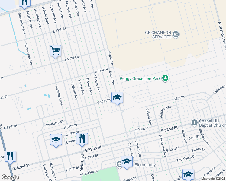 map of restaurants, bars, coffee shops, grocery stores, and more near 5709 Ector Avenue in Odessa