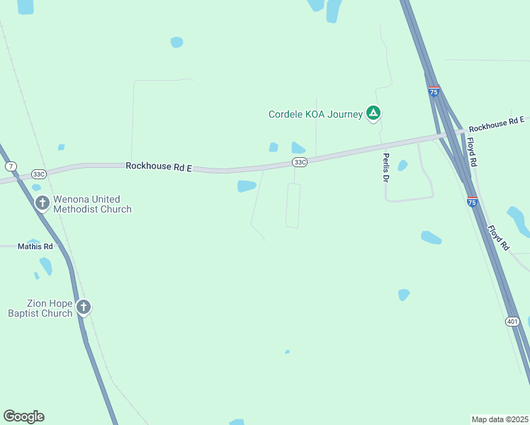 map of restaurants, bars, coffee shops, grocery stores, and more near 282 Rockhouse Road East in Cordele