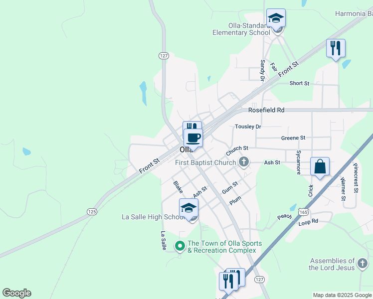 map of restaurants, bars, coffee shops, grocery stores, and more near in Olla