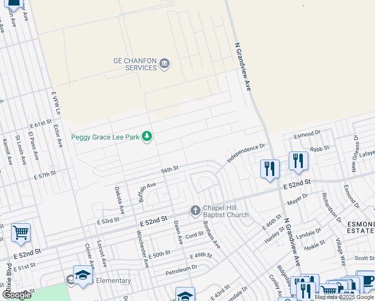 map of restaurants, bars, coffee shops, grocery stores, and more near 1874 Boise Drive in Odessa