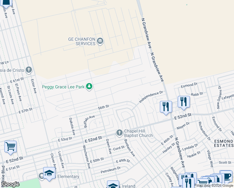 map of restaurants, bars, coffee shops, grocery stores, and more near 1823 Boise Drive in Odessa