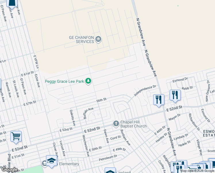 map of restaurants, bars, coffee shops, grocery stores, and more near 1823 Boise Drive in Odessa