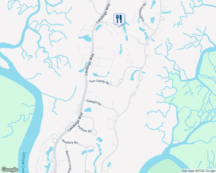 map of restaurants, bars, coffee shops, grocery stores, and more near 1 Crazy Possum Lane in Savannah