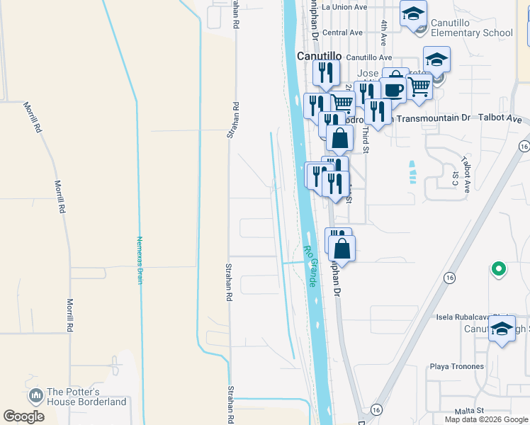 map of restaurants, bars, coffee shops, grocery stores, and more near 377 Rio de Jazmin Circle in El Paso