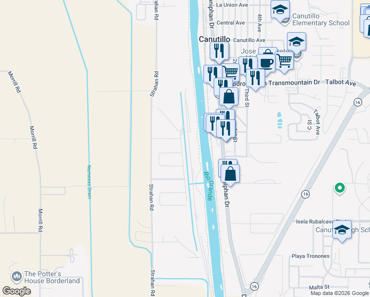 map of restaurants, bars, coffee shops, grocery stores, and more near 377 Rio de Jazmin Circle in El Paso