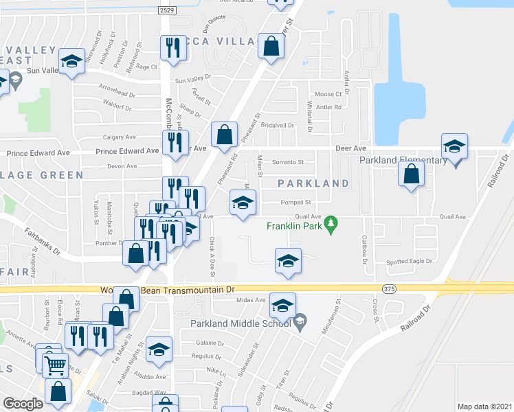 map of restaurants, bars, coffee shops, grocery stores, and more near 6000 Pompeii Street in El Paso