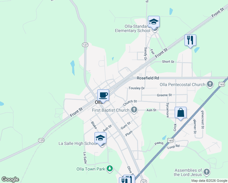 map of restaurants, bars, coffee shops, grocery stores, and more near 1208 East Front in Olla