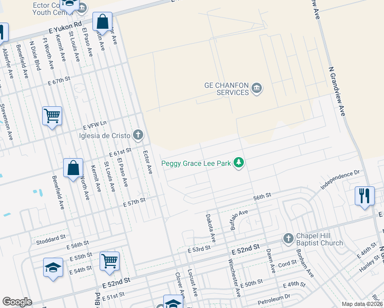 map of restaurants, bars, coffee shops, grocery stores, and more near in Odessa