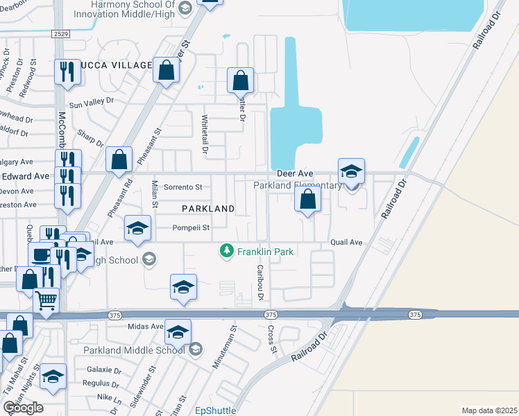 map of restaurants, bars, coffee shops, grocery stores, and more near 6145 Quail Avenue in El Paso