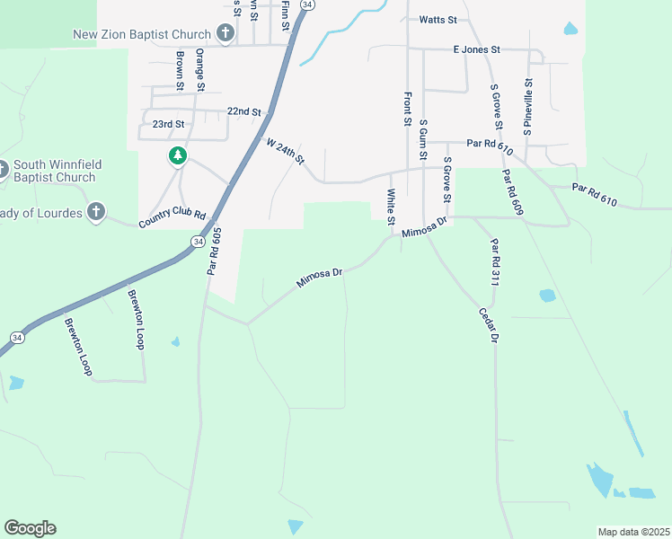 map of restaurants, bars, coffee shops, grocery stores, and more near 201-297 Mimosa Drive in Winnfield
