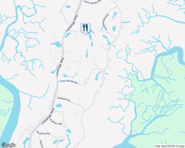 map of restaurants, bars, coffee shops, grocery stores, and more near 214 Yam Gandy Road in Savannah