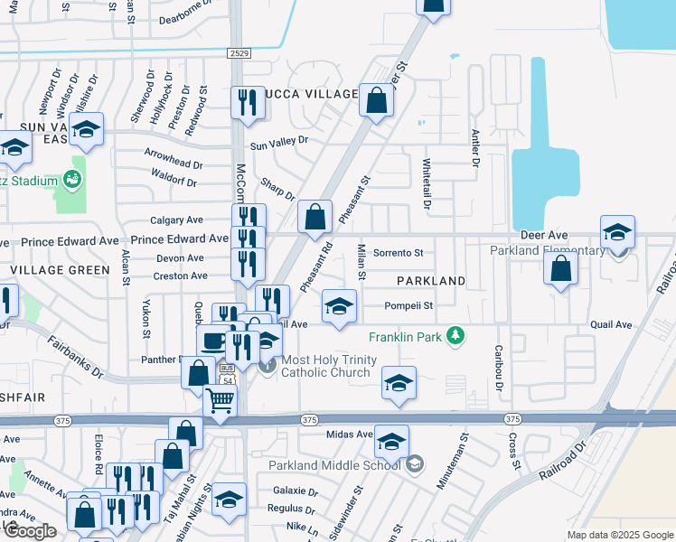 map of restaurants, bars, coffee shops, grocery stores, and more near 5935 Sinclair Street in El Paso