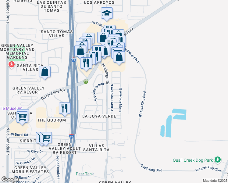 map of restaurants, bars, coffee shops, grocery stores, and more near 316 East Calle Criba in Green Valley