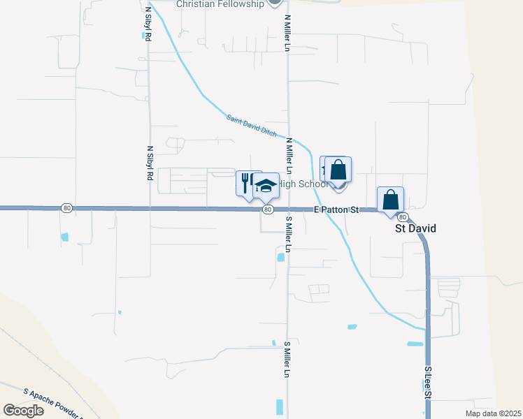 map of restaurants, bars, coffee shops, grocery stores, and more near 70 West Patton Street in Saint David