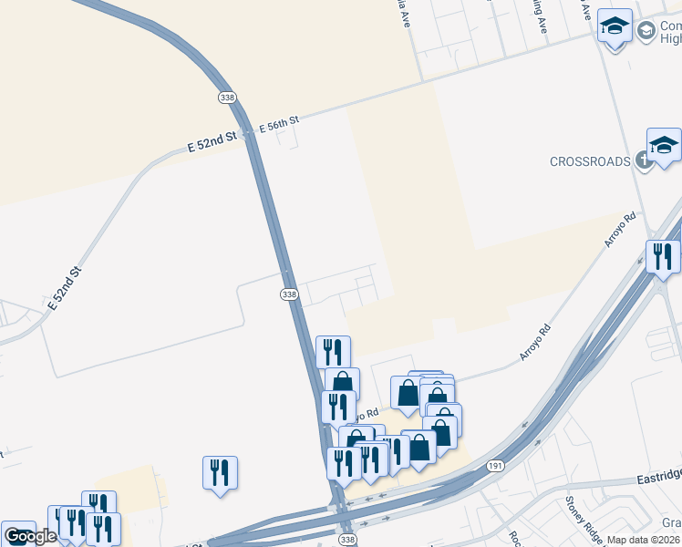 map of restaurants, bars, coffee shops, grocery stores, and more near 4600 Northeast Loop 338 Crossroad in Odessa