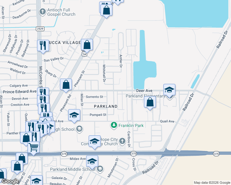 map of restaurants, bars, coffee shops, grocery stores, and more near 10172 Tuscany Street in El Paso