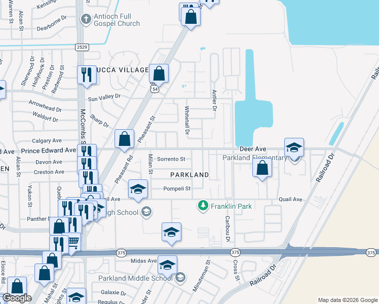 map of restaurants, bars, coffee shops, grocery stores, and more near 6044 Deer Avenue in El Paso
