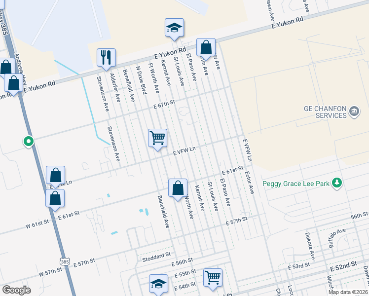 map of restaurants, bars, coffee shops, grocery stores, and more near 6301 Kermit Avenue in Odessa