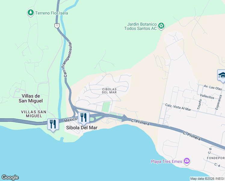 map of restaurants, bars, coffee shops, grocery stores, and more near 170 San Ignacio in El Sauzal de Rodríguez