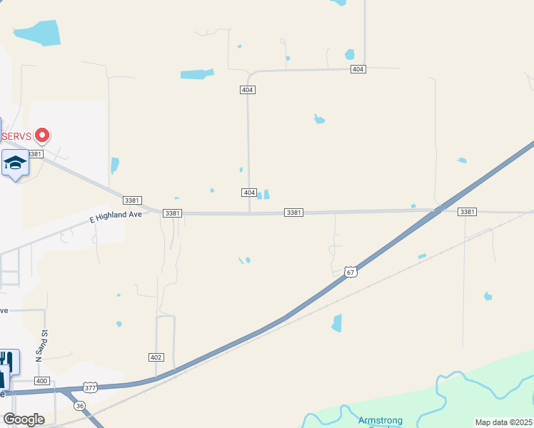 map of restaurants, bars, coffee shops, grocery stores, and more near 408 County Road 402 in Comanche