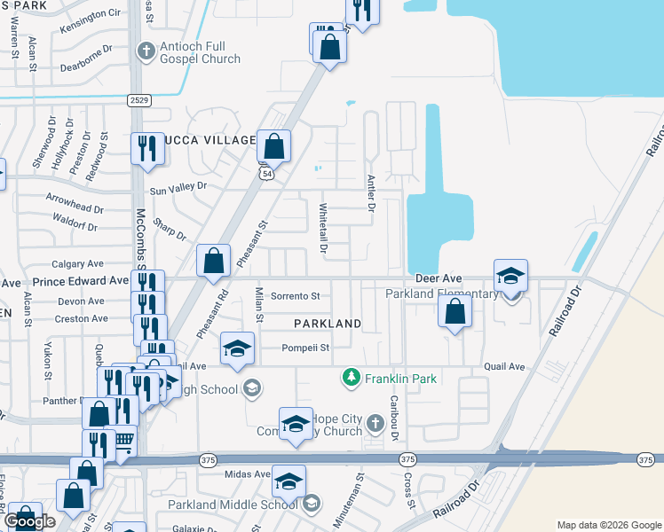 map of restaurants, bars, coffee shops, grocery stores, and more near 6044 Deer Avenue in El Paso