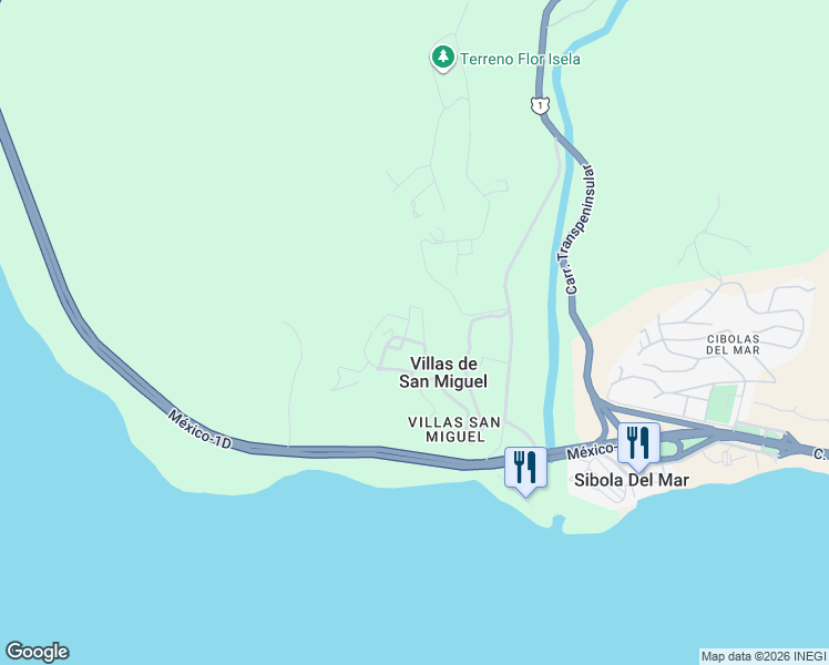 map of restaurants, bars, coffee shops, grocery stores, and more near in Villas de San Miguel