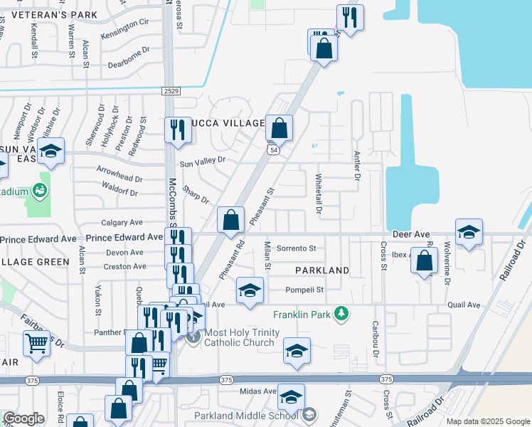 map of restaurants, bars, coffee shops, grocery stores, and more near 5947 Bridalveil Drive in El Paso