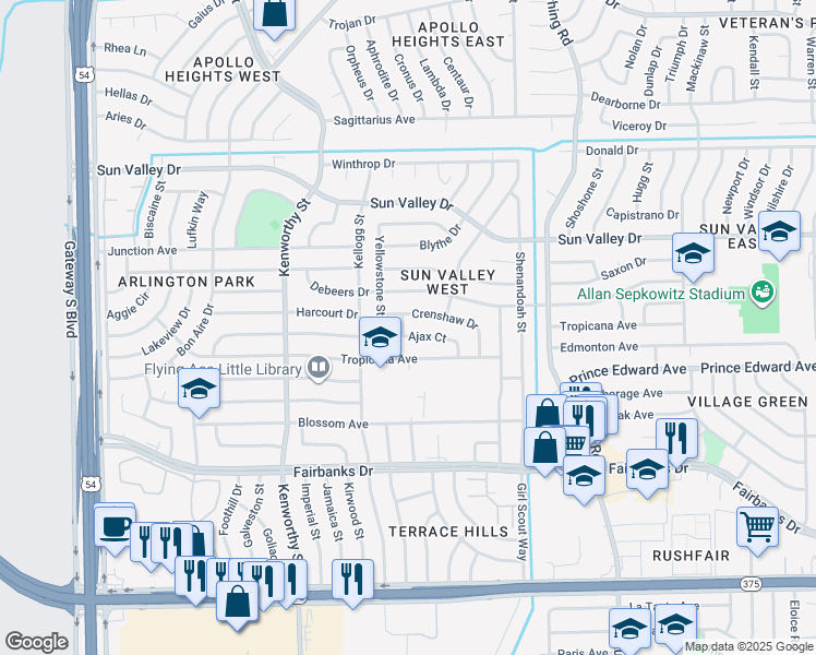 map of restaurants, bars, coffee shops, grocery stores, and more near 4908 Crenshaw Drive in El Paso