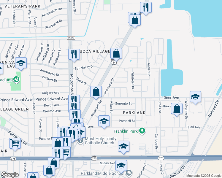 map of restaurants, bars, coffee shops, grocery stores, and more near 5947 Bridalveil Drive in El Paso