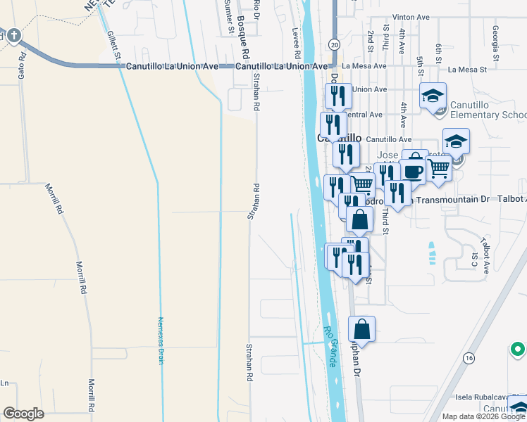map of restaurants, bars, coffee shops, grocery stores, and more near 100-298 Farm Road 259 in El Paso