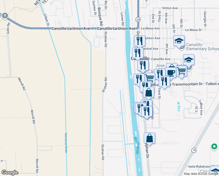 map of restaurants, bars, coffee shops, grocery stores, and more near 100-298 Farm Road 259 in El Paso