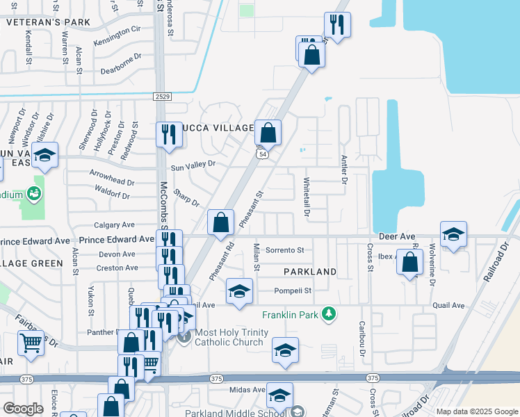 map of restaurants, bars, coffee shops, grocery stores, and more near 5947 Bridalveil Drive in El Paso