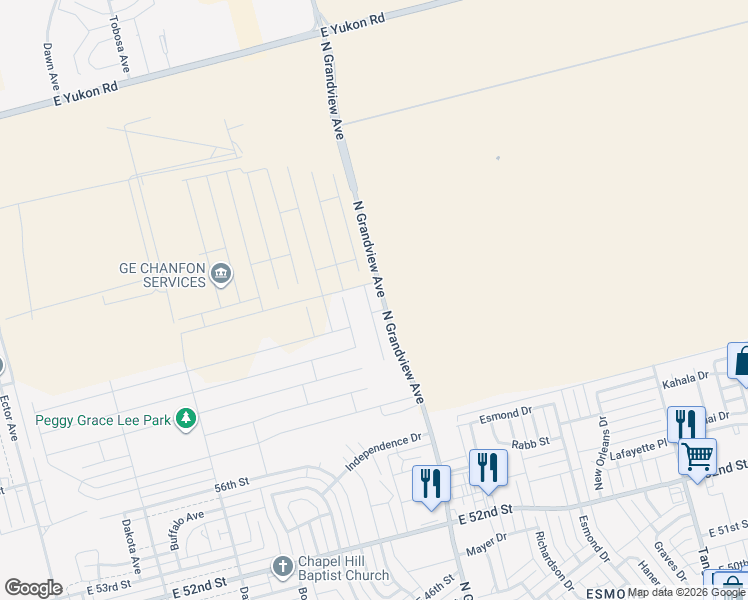 map of restaurants, bars, coffee shops, grocery stores, and more near 5306 North Grandview Avenue in Odessa