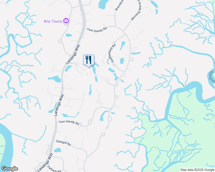 map of restaurants, bars, coffee shops, grocery stores, and more near 201 Yam Gandy Road in Savannah