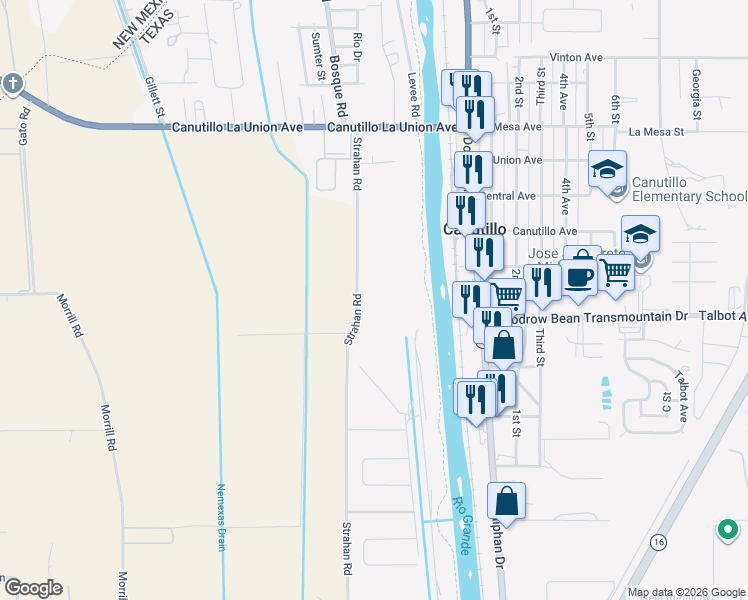 map of restaurants, bars, coffee shops, grocery stores, and more near 100-298 Farm Road 259 in El Paso