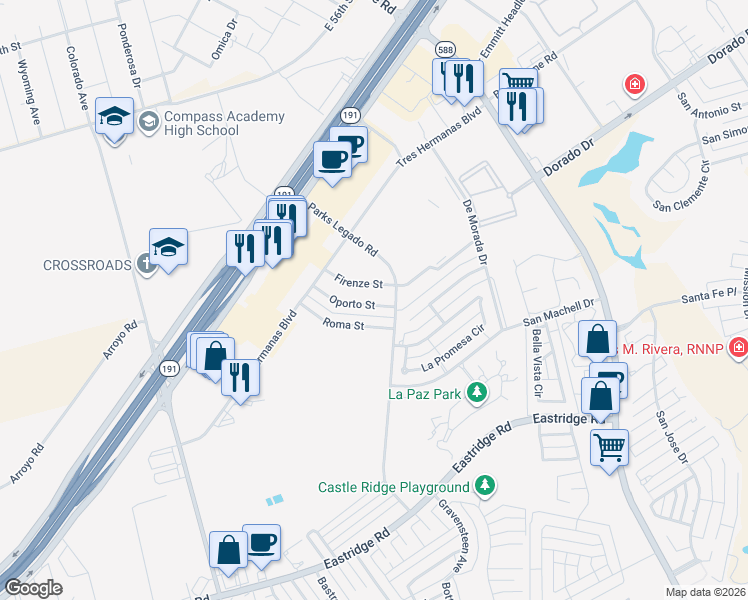 map of restaurants, bars, coffee shops, grocery stores, and more near 3908 Oporto Street in Odessa