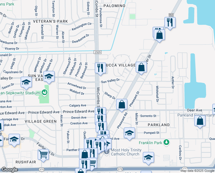 map of restaurants, bars, coffee shops, grocery stores, and more near 10243 Fertell Street in El Paso