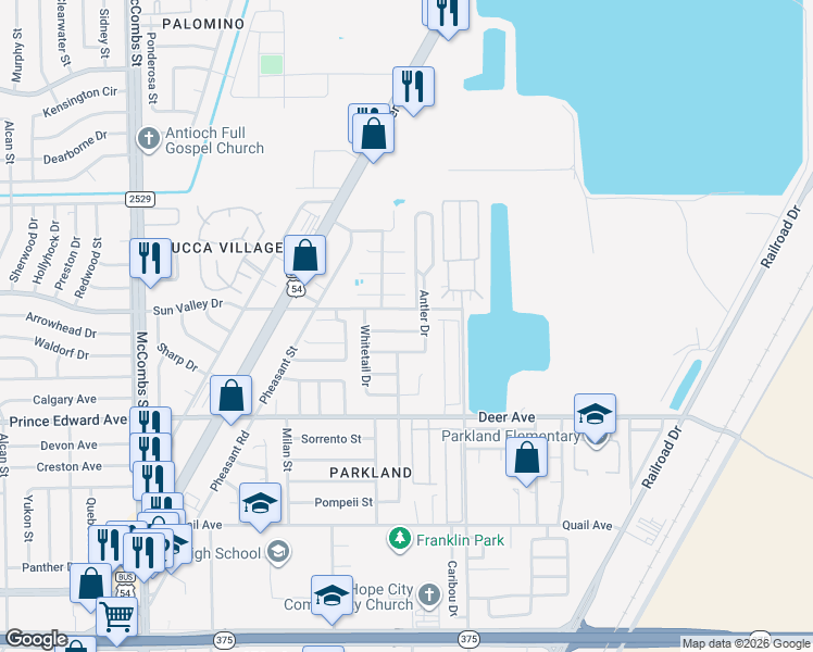 map of restaurants, bars, coffee shops, grocery stores, and more near 6105 Moose Court in El Paso