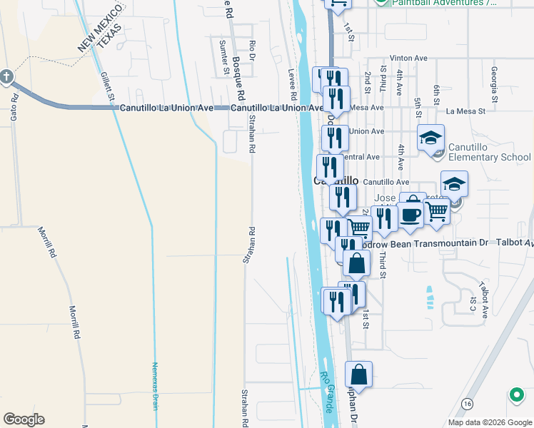 map of restaurants, bars, coffee shops, grocery stores, and more near 100-298 Farm Road 259 in El Paso