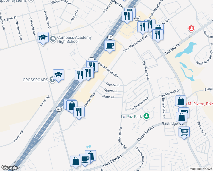 map of restaurants, bars, coffee shops, grocery stores, and more near 3918 Oporto Street in Odessa