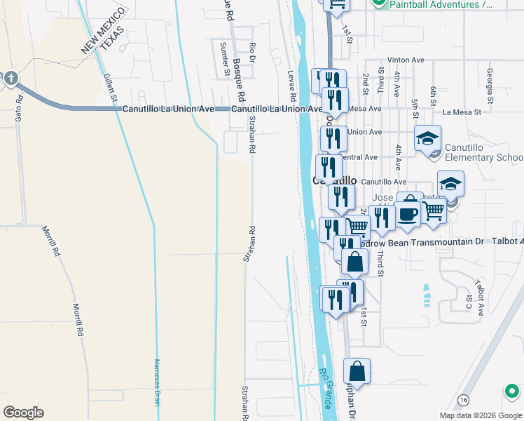 map of restaurants, bars, coffee shops, grocery stores, and more near 100-298 Farm Road 259 in El Paso