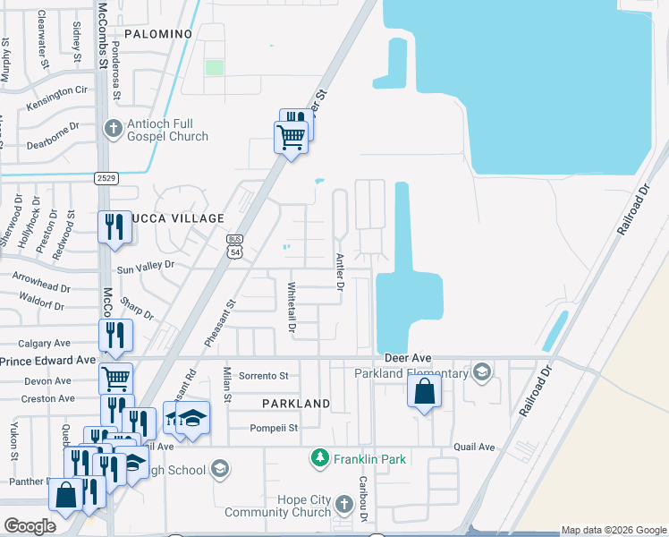 map of restaurants, bars, coffee shops, grocery stores, and more near 6105 Moose Court in El Paso