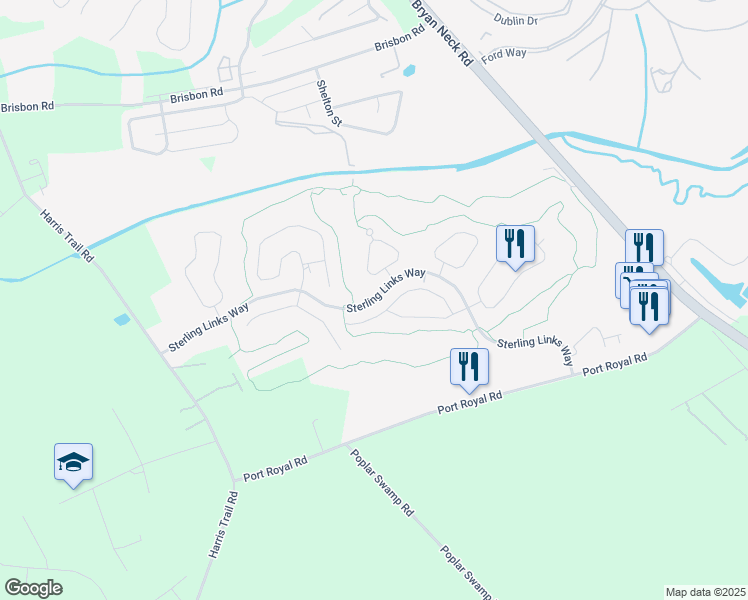 map of restaurants, bars, coffee shops, grocery stores, and more near Sterling Links Way in Richmond Hill