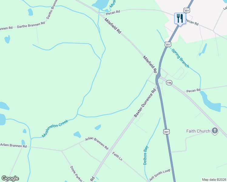 map of restaurants, bars, coffee shops, grocery stores, and more near 173 Doll Rogers Road in Glennville