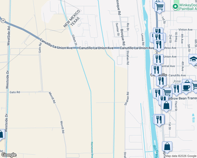 map of restaurants, bars, coffee shops, grocery stores, and more near 707-799 Moore Road in El Paso